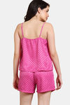 Zivame Checkered Sheen Woven Shorts Set - Pink Yarrow — thumbnail 4